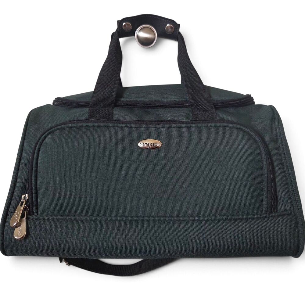 Vintage Pierre Cardin Green Duffel Bag Travel Weekender Carry-On Overnight 16 "